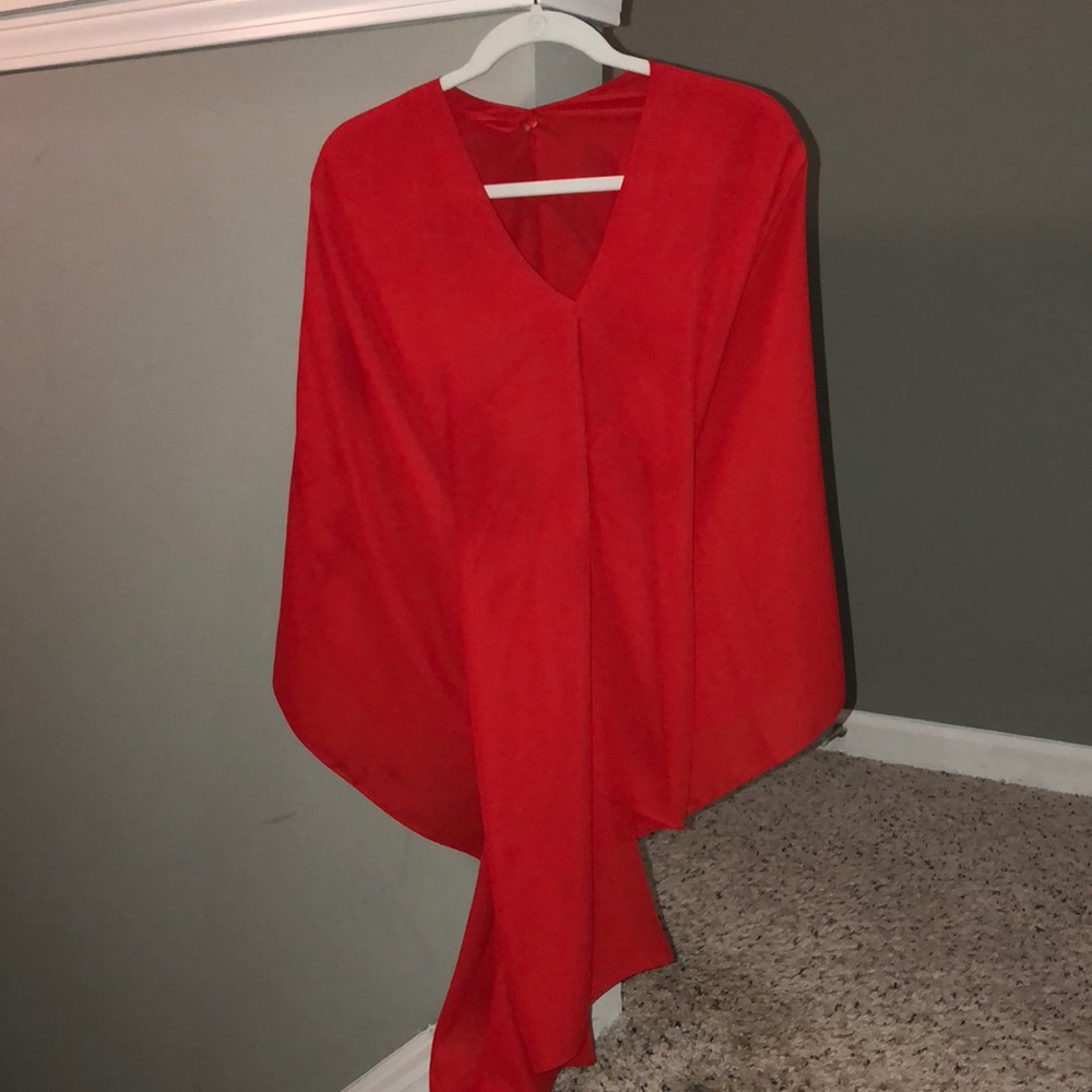 Vince camuto red asymmetrical blouse worn once